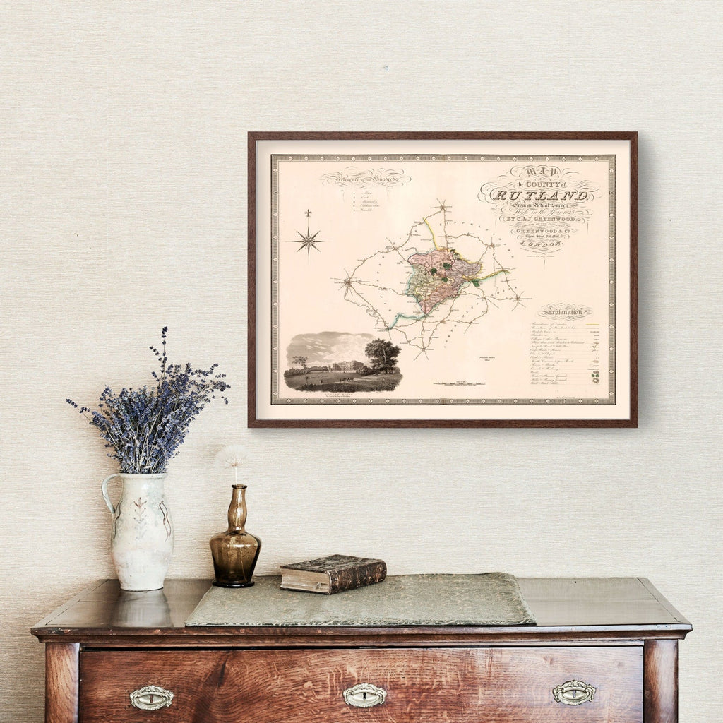 Vintage Map of Rutland England, 1831