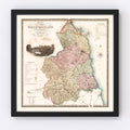 Vintage Map of Northumberland England, 1831