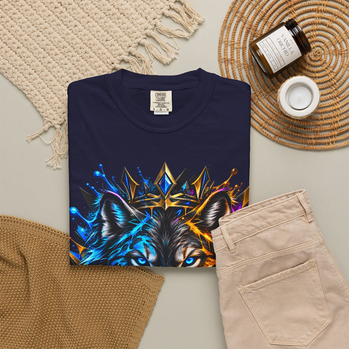Wolf Head Graphic T-Shirt — Colorful Splash Art Tee