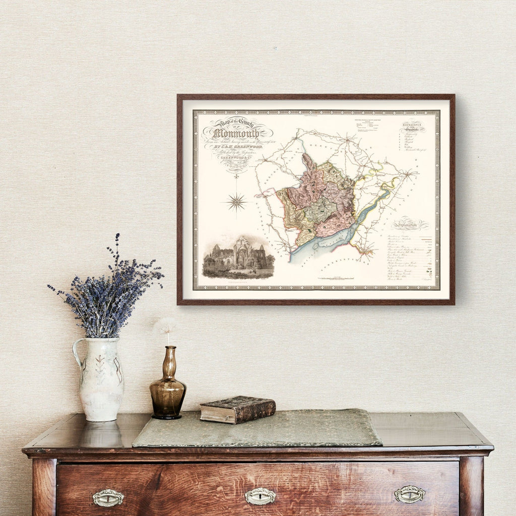 Vintage Map of Monmouth England, 1831