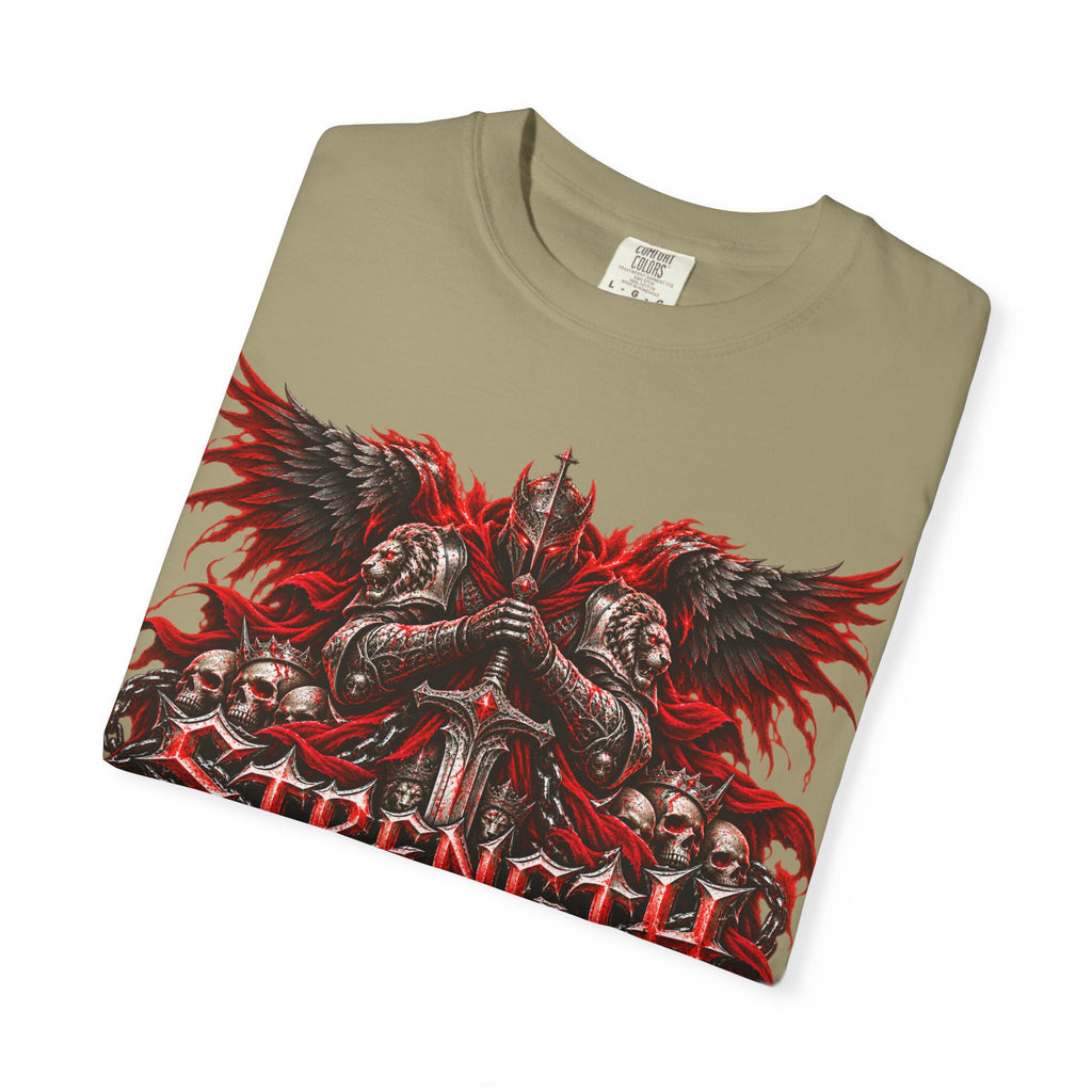 Strength Warrior T-Shirt — Gothic Skull Wings Graphic Tee