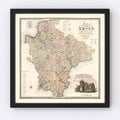 Vintage Map of Devon England, 1829