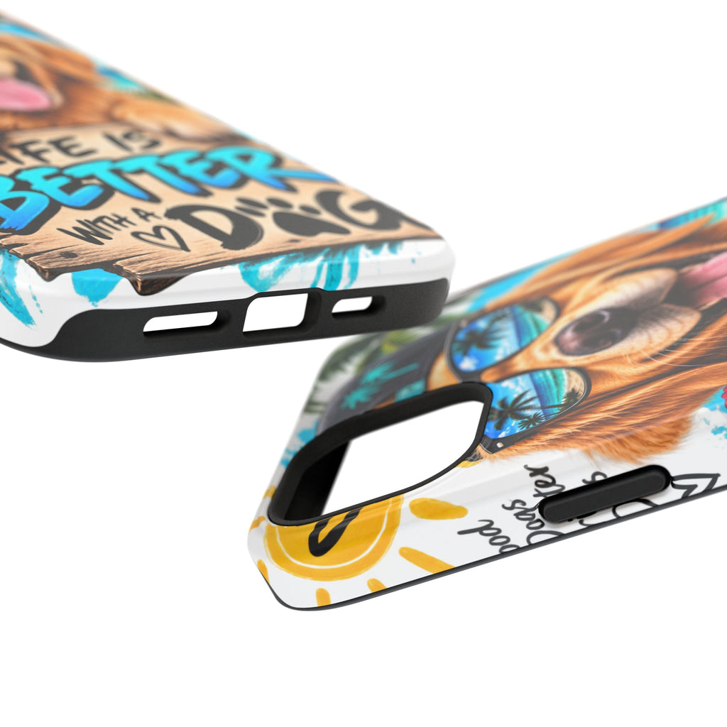 Impact-Resistant Phone Case — "Life Is Better With a Dog" Tropical Dog Design