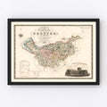 Vintage Map of Map of the county palatine of Chester England, 1830