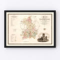 Vintage Map of Cambridge England, 1834