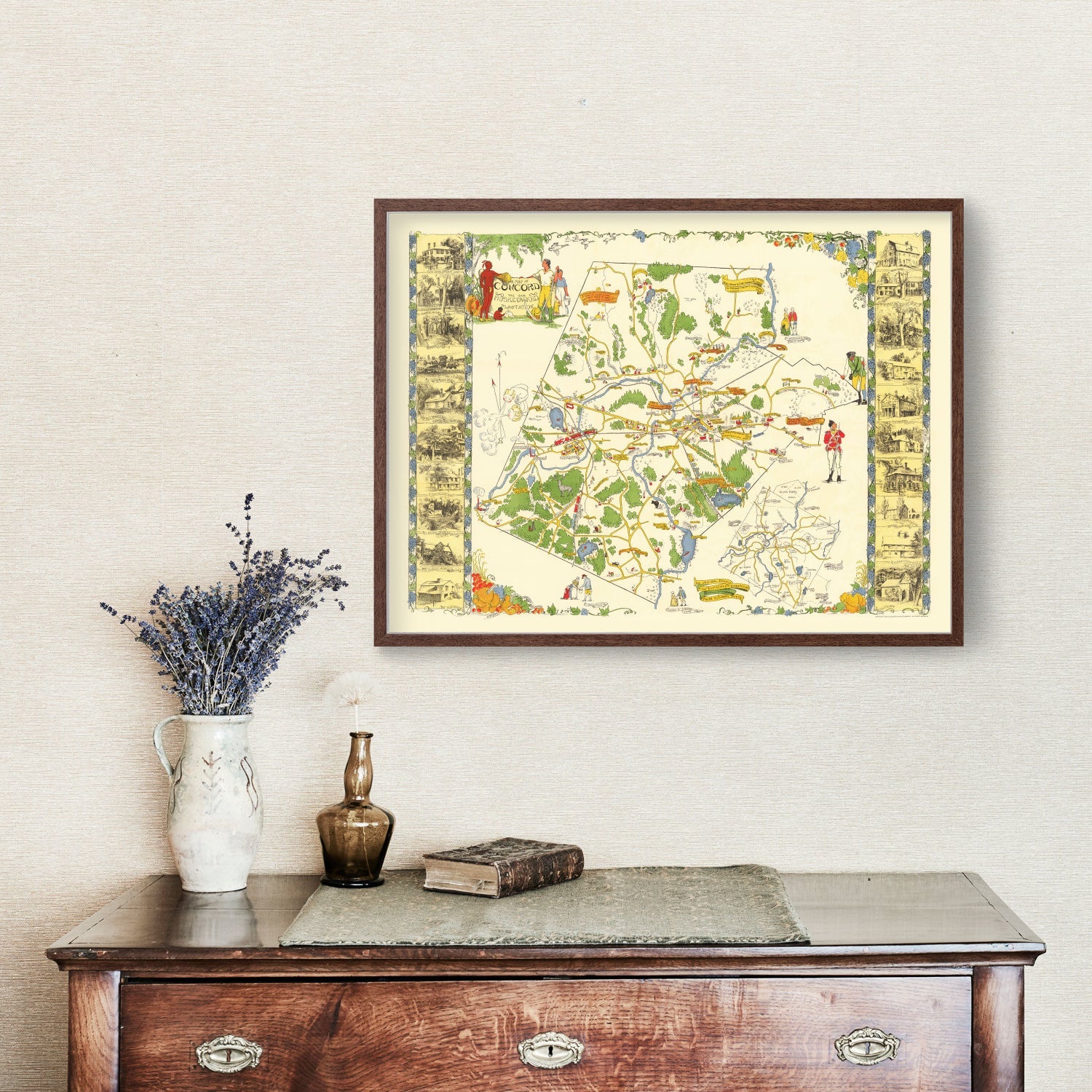 Vintage Map of Concord, Massachusetts 1928
