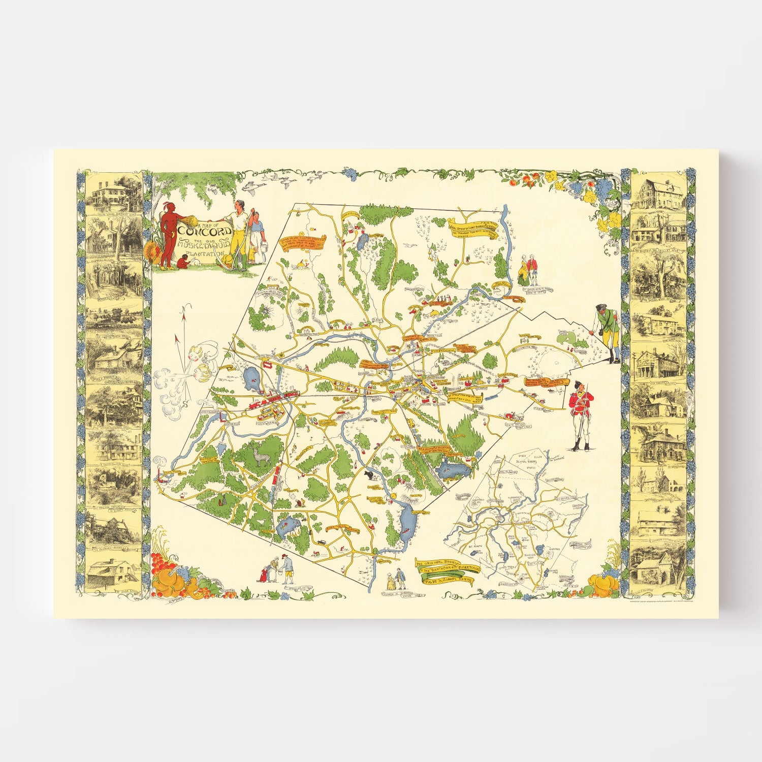 Vintage Map of Concord, Massachusetts 1928