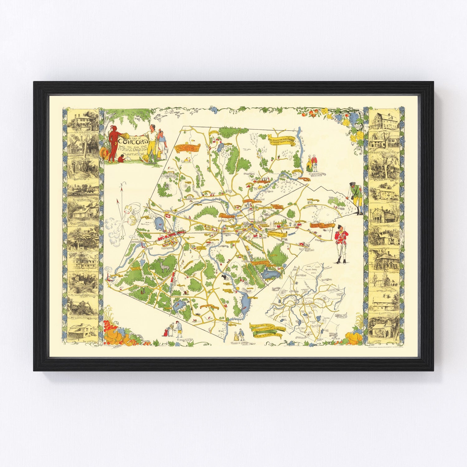 Vintage Map of Concord, Massachusetts 1928