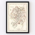 Vintage Map of Wicklow County Ireland, 1846