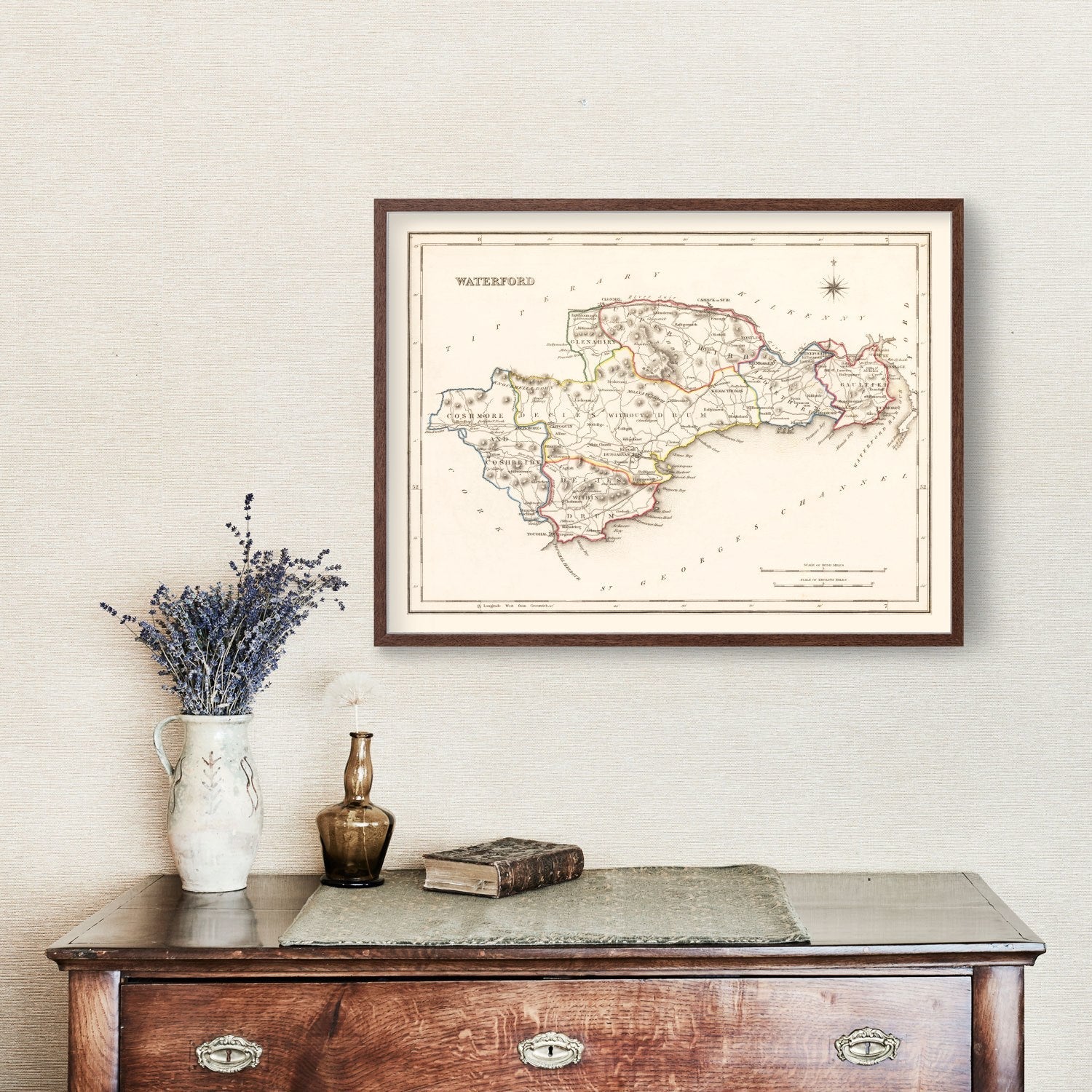 Vintage Map of Waterford County Ireland, 1846