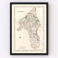 Vintage Map of Roscommon County Ireland, 1846