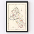 Vintage Map of Monaghan County Ireland, 1846