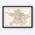 Vintage Map of Meath County Ireland, 1846