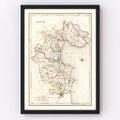 Vintage Map of Louth County Ireland, 1846