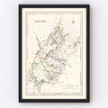Vintage Map of Longford County Ireland, 1846