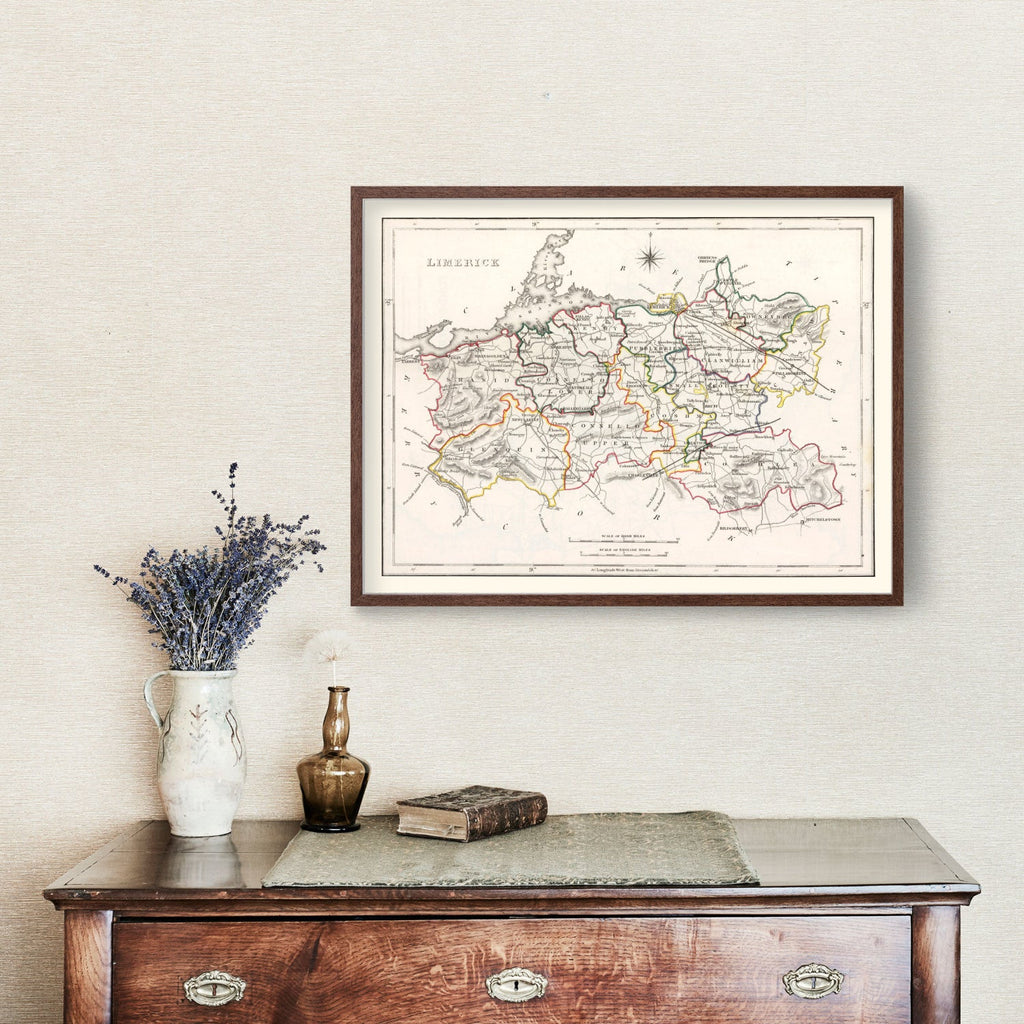 Vintage Map of Limerick County Ireland, 1846