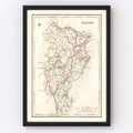 Vintage Map of Kildare County Ireland, 1846