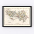 Vintage Map of Galway County Ireland, 1846