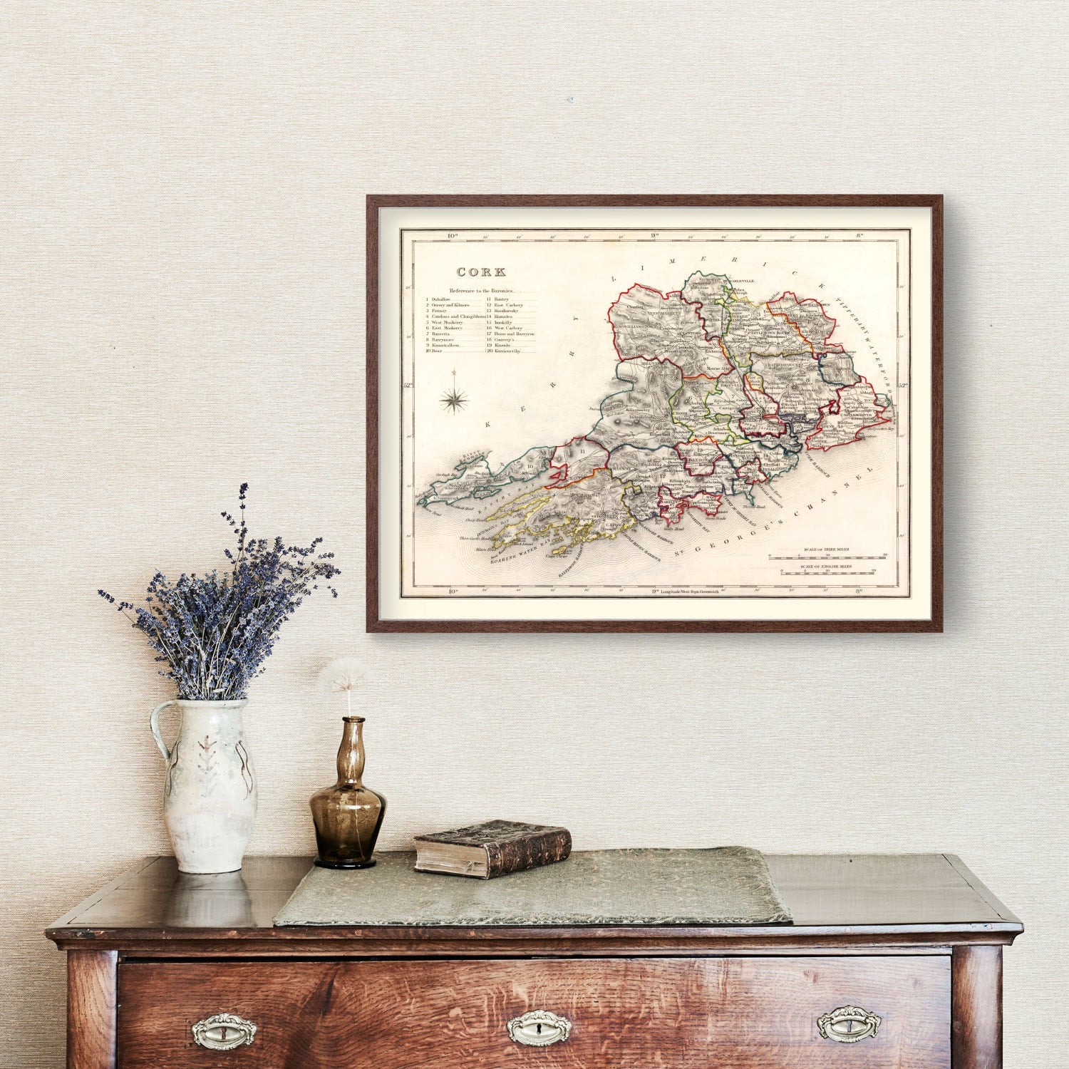 Vintage Map of Cork County Ireland, 1846