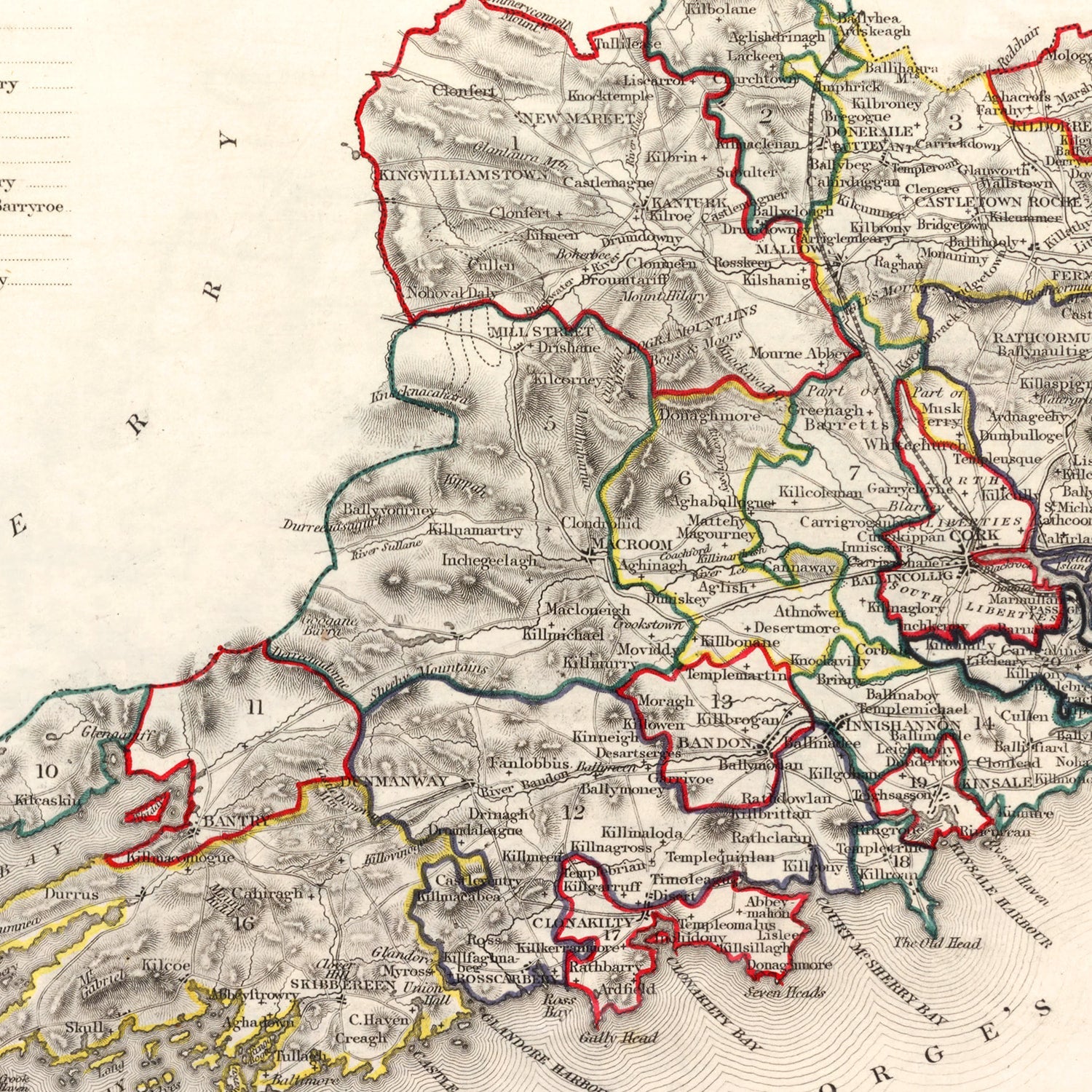 Vintage Map of Cork County Ireland, 1846