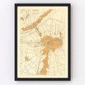 Vintage Map of Damascus, Syria 1918