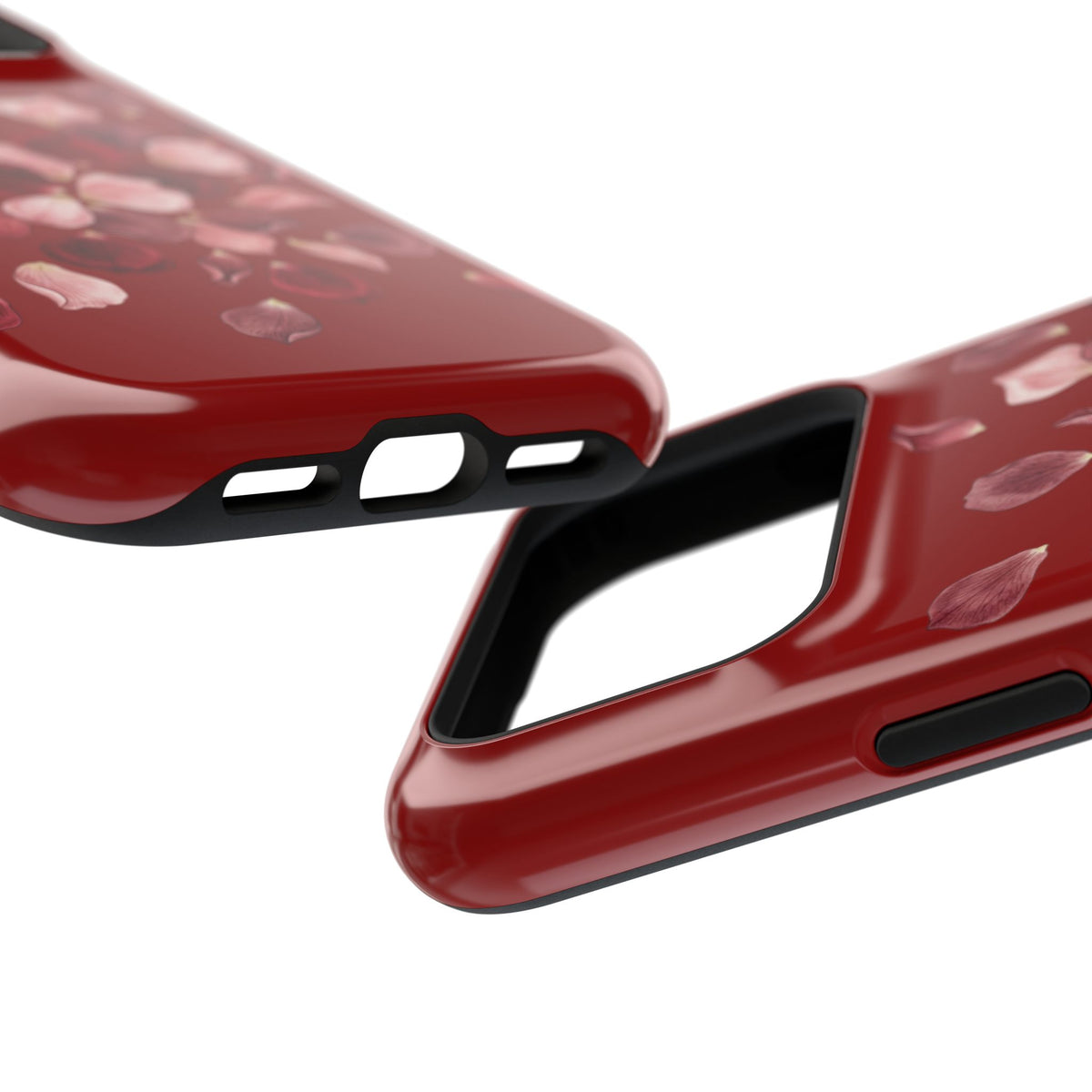 Phone Case — Red Floral Petal Magnetic Impact-Resistant Cover