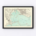 Vintage Map of Genoa, Italy 1884