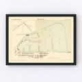 Vintage Map of Barcelona, Spain 1883