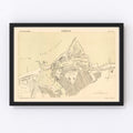 Vintage Map of Sunderland, England 1884