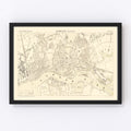 Vintage Map of Hamburg, Germany 1884