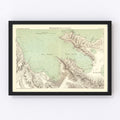 Vintage Map of Wellington, New Zealand 1881