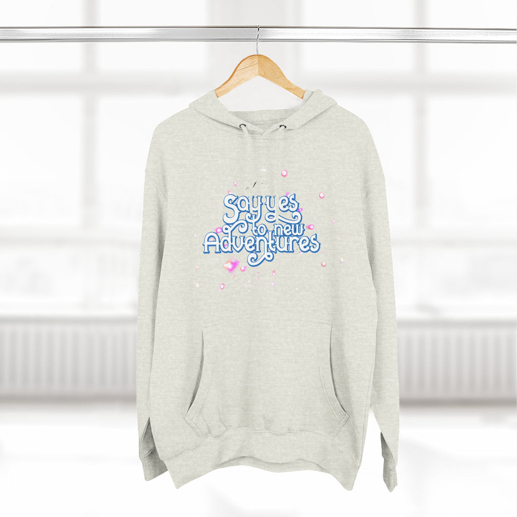 Hoodie — 'Say yes to New Adventures' Pastel Graphic Fleece Hoodie