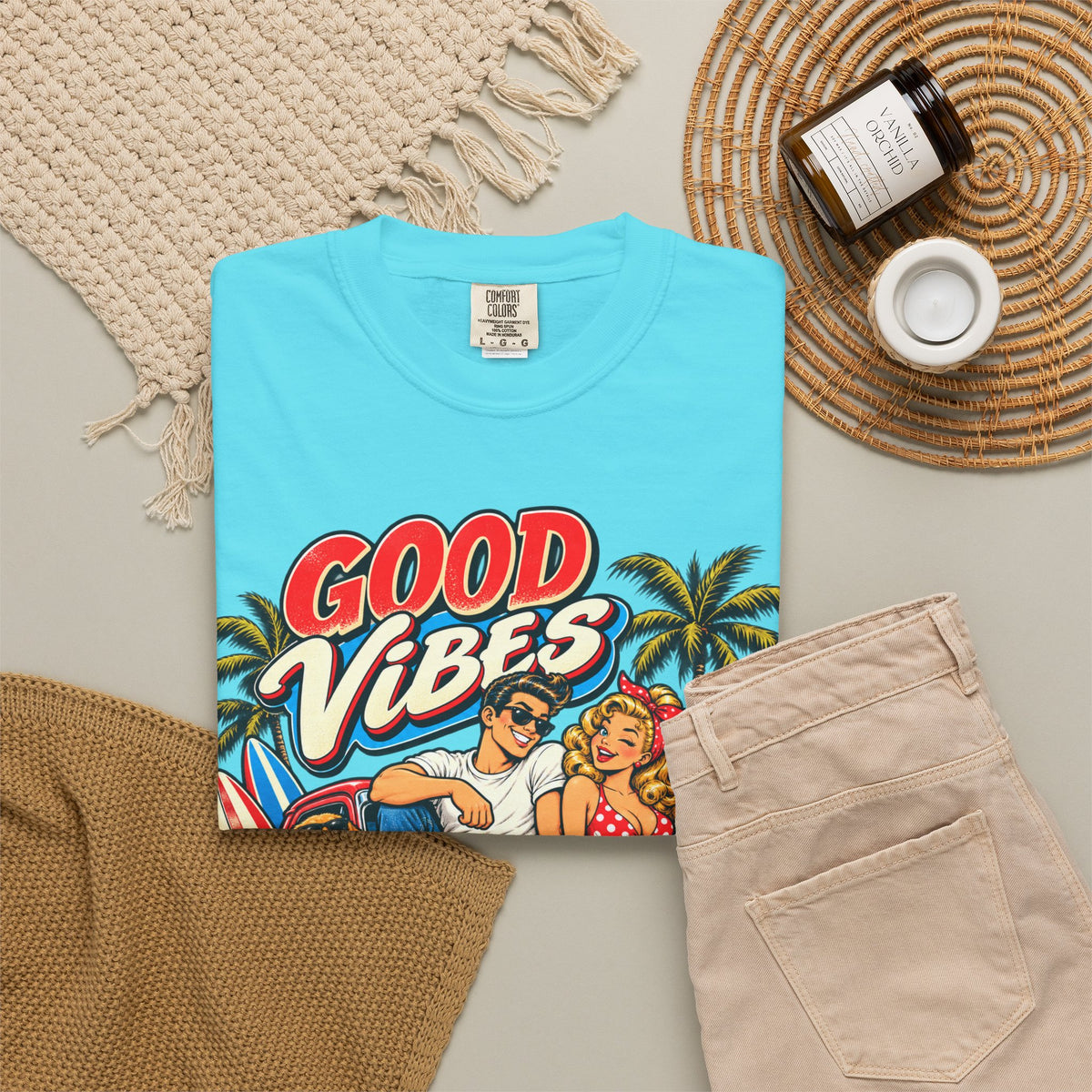Good Vibes Retro Beach T-Shirt