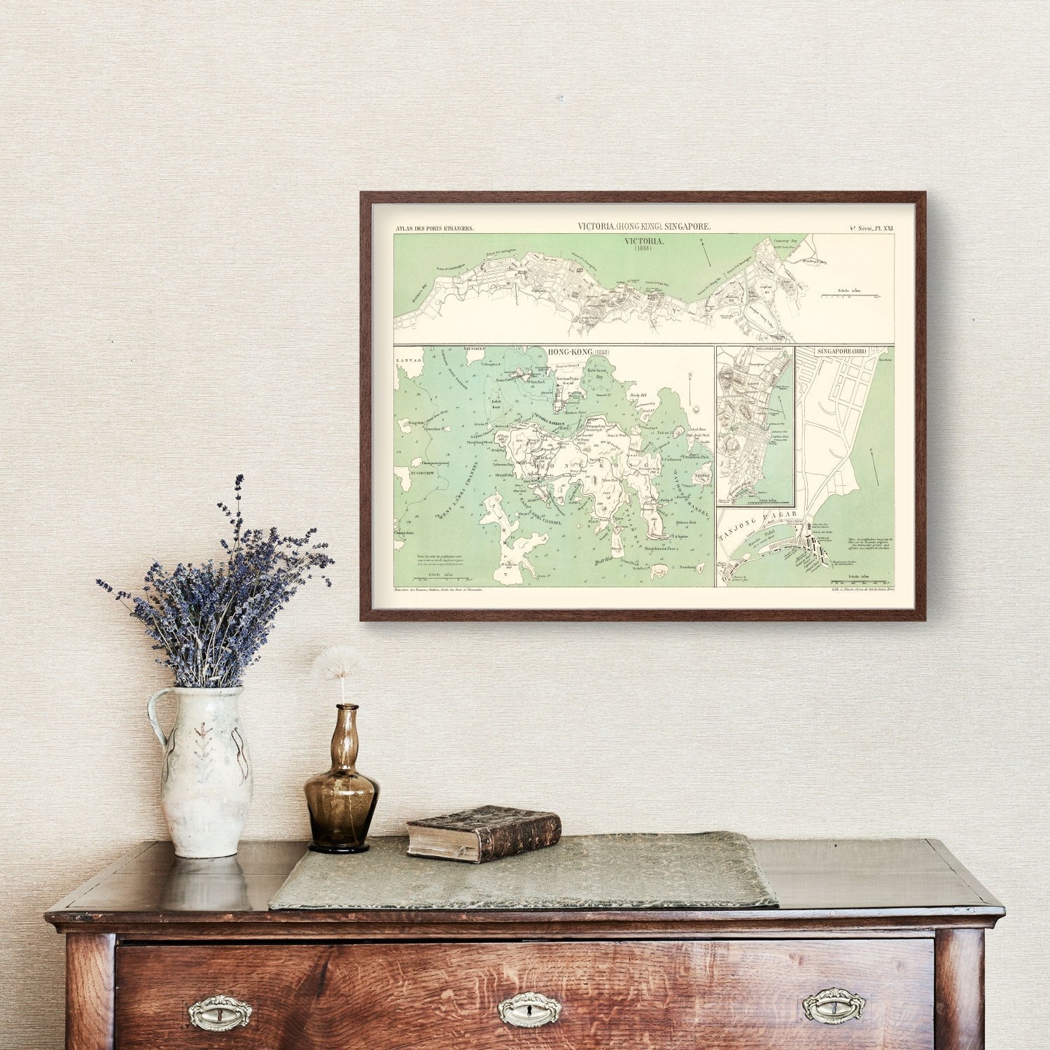 Vintage Map of Victoria, China 1866