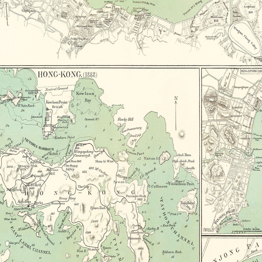 Vintage Map of Victoria, China 1866