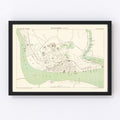 Vintage Map of Yangon, Myanmar 1888