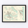 Vintage Map of Stockholm, Sweden 1883