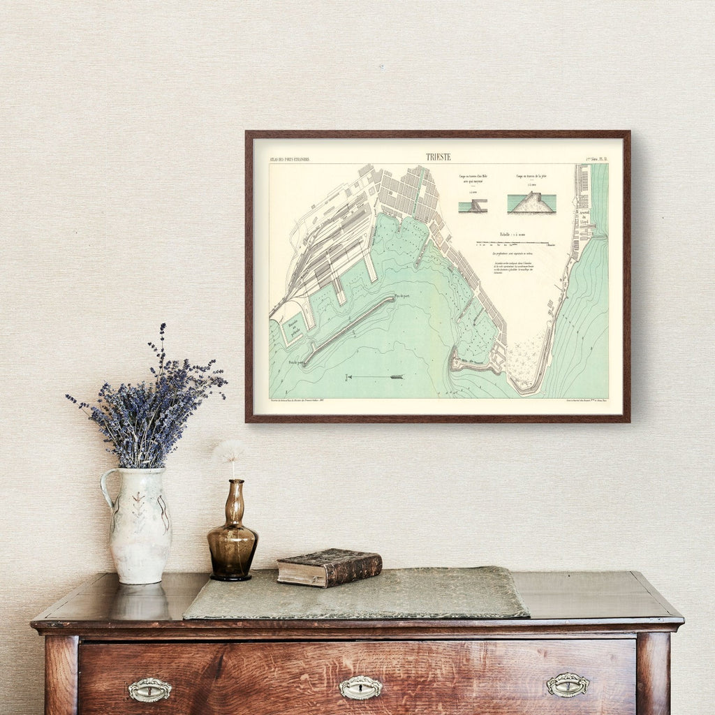 Vintage Map of Trieste, Italy 1883