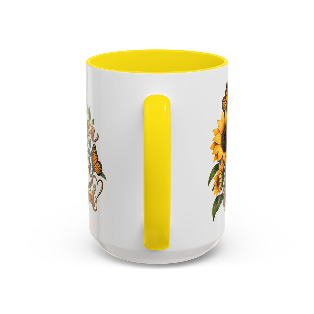 Inspirational Sunflower Coffee Mug — "You Are Stronger, Brighter, More Loved" Accent Mug
