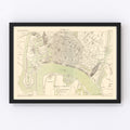 Vintage Map of Antwerp, Belgium 1886