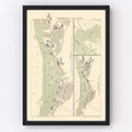Vintage Map of Gothenburg, Sweden 1885