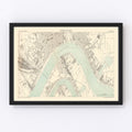 Vintage Map of Bordeaux, France 1886
