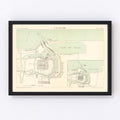 Vintage Map of Calais, France 1886