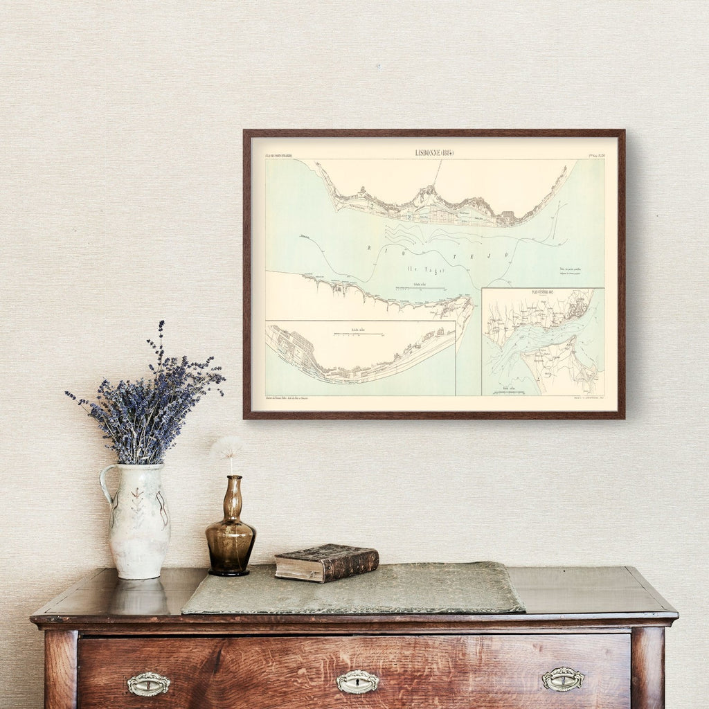 Vintage Map of Lisbon, Portugal 1884