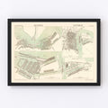 Vintage Map of Amsterdam, Netherlands 1886