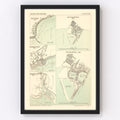Vintage Map of Dover, England 1884