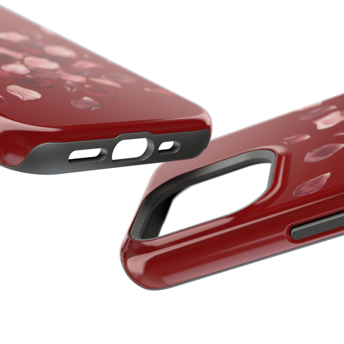 Phone Case — Red Floral Petal Magnetic Impact-Resistant Cover