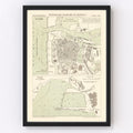 Vintage Map of Ostend, Belgium 1889