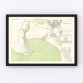 Vintage Map of Melbourne, Australia 1887