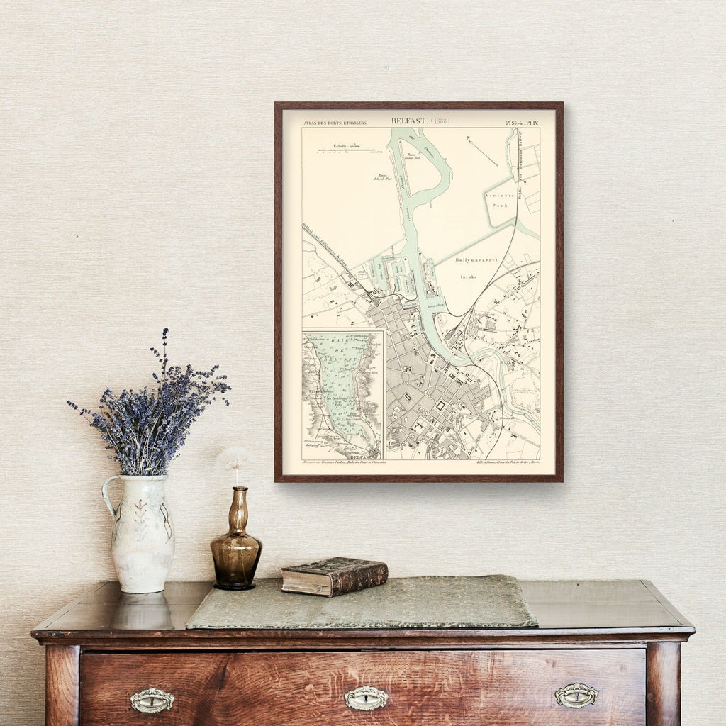 Vintage Map of Belfast, Ireland 1888